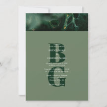 Modern Green Marble Monogram Wedding