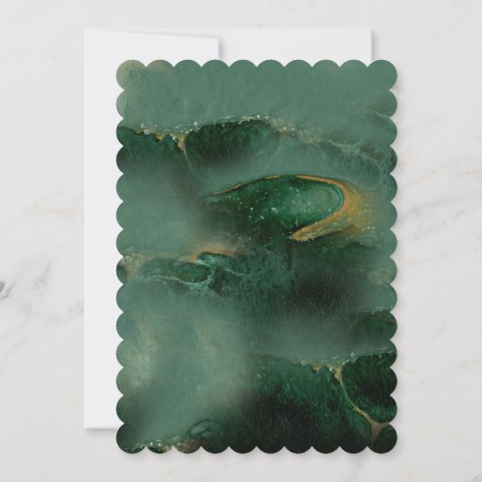 Modern Green Marble Monogram Wedding Kaart (Achterkant)
