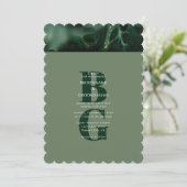 Modern Green Marble Monogram Wedding Kaart (Staand voorkant)