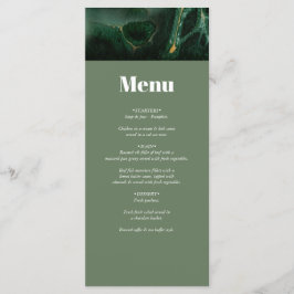 Modern Green Marble Monogram Wedding Menu