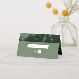 Modern Green Marble Monogram Wedding Plaatskaartje