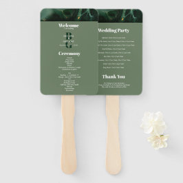 Modern Green Marble Monogram Wedding Programme Handwaaier