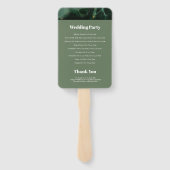 Modern Green Marble Monogram Wedding Programme Handwaaier (Achterkant)