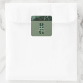 Modern Green Marble Monogram Wedding Vierkante Sticker (Tas)