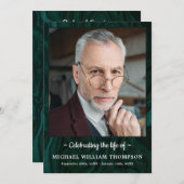 Modern Green Marble Photo Order of Service Funeral Programmakaart (Voorkant / Achterkant)