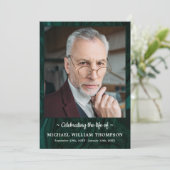 Modern Green Marble Photo Order of Service Funeral Programmakaart (Staand voorkant)
