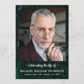 Modern Green Marble Photo Order of Service Funeral Programmakaart (Voorkant)