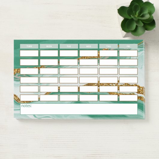 Modern Green Marble Weekly School Schedule Post-it® Notes (Kantoor)