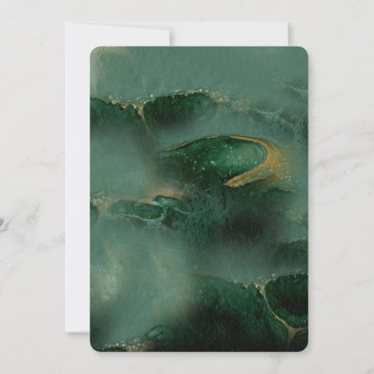 Modern Green Marmer Monogram Weddenschap Kaart (Achterkant)