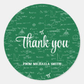 Modern Green Math Graduation Thank You Ronde Sticker (Voorkant)