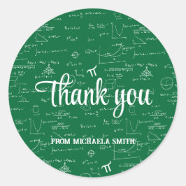 Modern Green Math Graduation Thank You Ronde Sticker