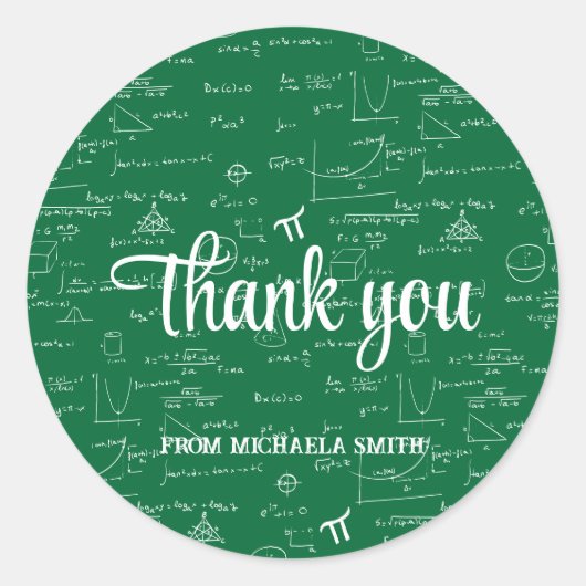 Modern Green Math Graduation Thank You Ronde Sticker (Voorkant)