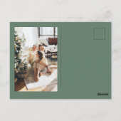 Modern Green “Merry + Bright” Christmas Photo Briefkaart (Achterkant)