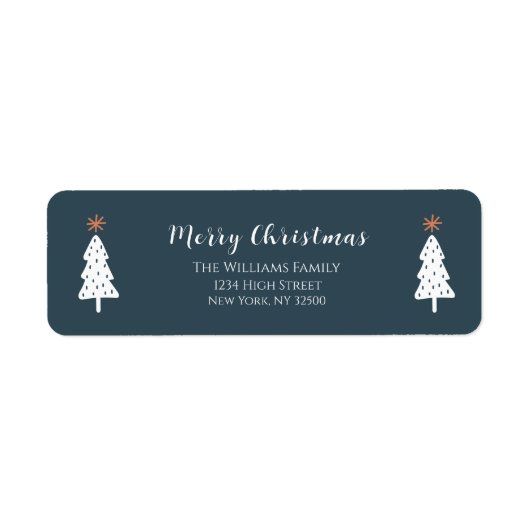 Modern Green Merry Christmas adreslabel Etiket (Voorkant)