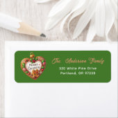 Modern Green Merry Christmas Heart Script Etiket (Insitu)