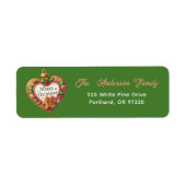 Modern Green Merry Christmas Heart Script Etiket (Voorkant)