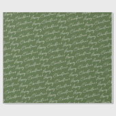 Modern Green Merry kerst Cadeaupapier (Vlak)