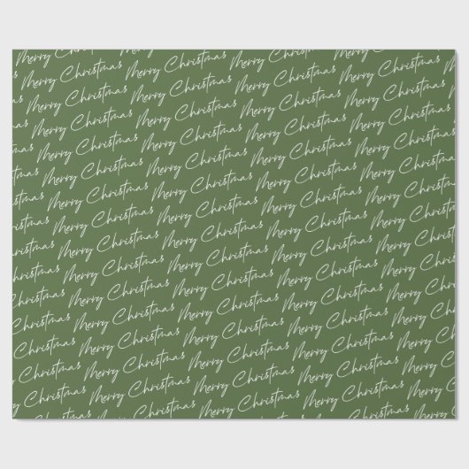 Modern Green Merry kerst Cadeaupapier (Vlak)