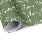 Modern Green Merry kerst Cadeaupapier (Rol Hoek)