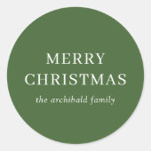 Modern Green Merry kerst Ronde Sticker (Voorkant)