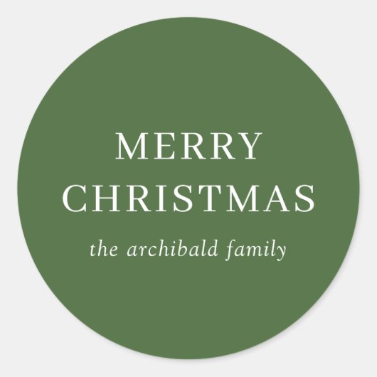 Modern Green Merry kerst Ronde Sticker (Voorkant)
