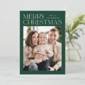 Modern Green Merry-kerstfoto Feestdagenkaart (Staand voorkant)