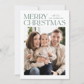 Modern Green Merry-kerstfoto Feestdagenkaart (Voorkant)