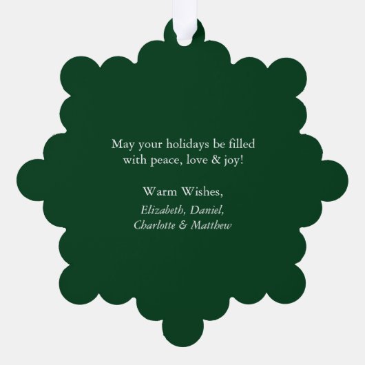 Modern Green Merry-kerstfoto Ornament Kaart (Achterkant)