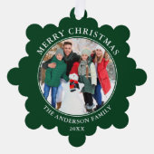 Modern Green Merry-kerstfoto Ornament Kaart (Voorkant)