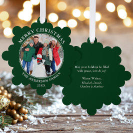 Modern Green Merry-kerstfoto Ornament Kaart