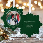 Modern Green Merry-kerstfoto Ornament Kaart