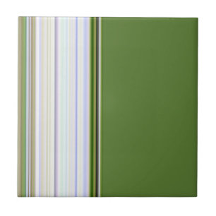 Modern Green met White Stripe Tegel Tegeltje
