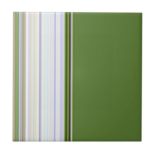 Modern Green met White Stripe Tegel Tegeltje (Voorkant)
