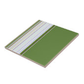 Modern Green met White Stripe Tegel Tegeltje (Zijkant)
