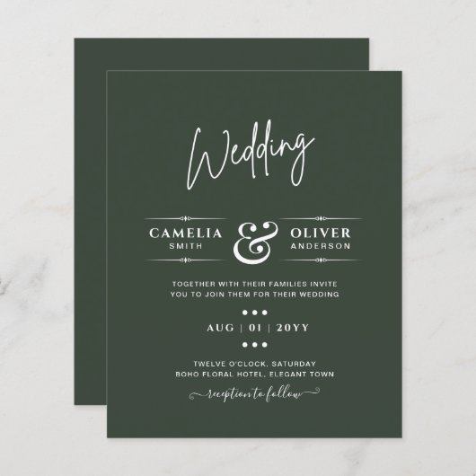 Modern Green Monochrome Wedding (Voorkant / Achterkant)