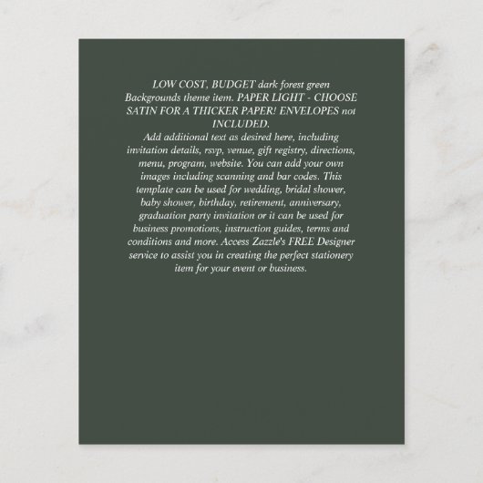 Modern Green Monochrome Wedding (Achterkant)