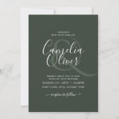 Modern Green Monochrome Wedding Kaart (Voorkant)