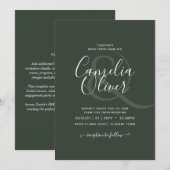 Modern Green Monochrome Wedding Kaart (Voorkant / Achterkant)