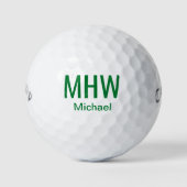 Modern Green Monogrammed Golfballen (Voorkant)