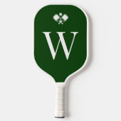 Modern Green Monogrammed Professional Pickleball Paddle (Achterkant)
