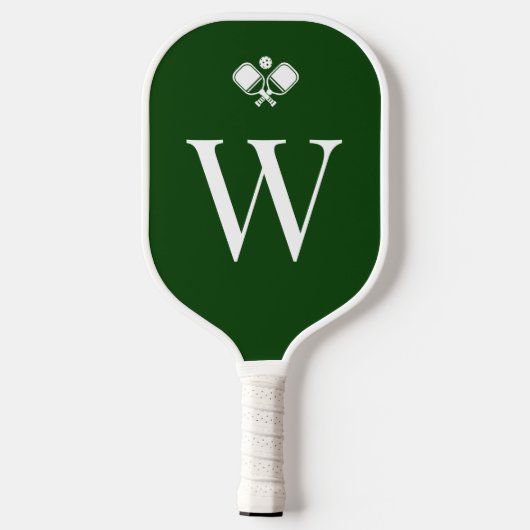 Modern Green Monogrammed Professional Pickleball Paddle (Achterkant)