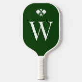 Modern Green Monogrammed Professional Pickleball Paddle (Voorkant)