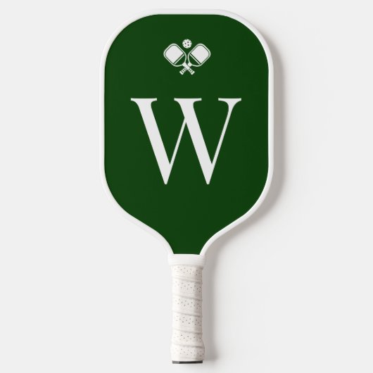 Modern Green Monogrammed Professional Pickleball Paddle (Voorkant)