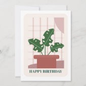Modern Green Monstera Leaf Plant Birthday Card Kaart (Voorkant)