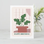 Modern Green Monstera Leaf Plant Birthday Card Kaart (Staand voorkant)