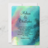 Modern Green Nebula Waterverf Abstract huwelijk Kaart (Voorkant)