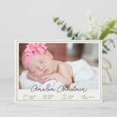 Modern Green Newborn Baby Photo Collage Birth Aankondiging (Staand voorkant)