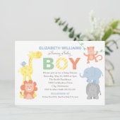 Modern Green Oerwoud Animals Boy Baby shower Kaart (Staand voorkant)