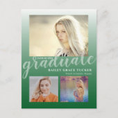 Modern Green Ombre Afstuderen Graduation Party Briefkaart (Voorkant)