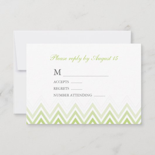 Modern Green Ombre Chevrons Response Kaarten RSVP Kaartje (Voorkant)